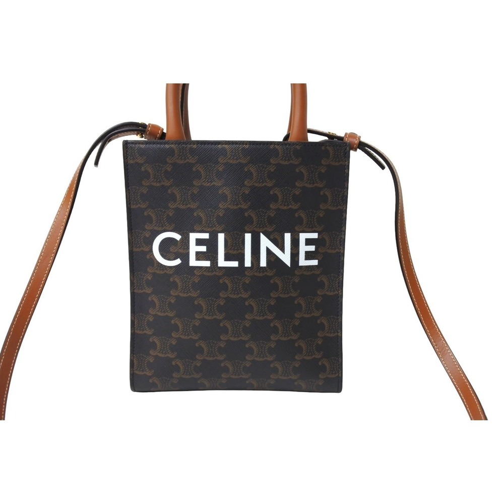 Celine canvas brown handbag Cabas Triomphe Vertical